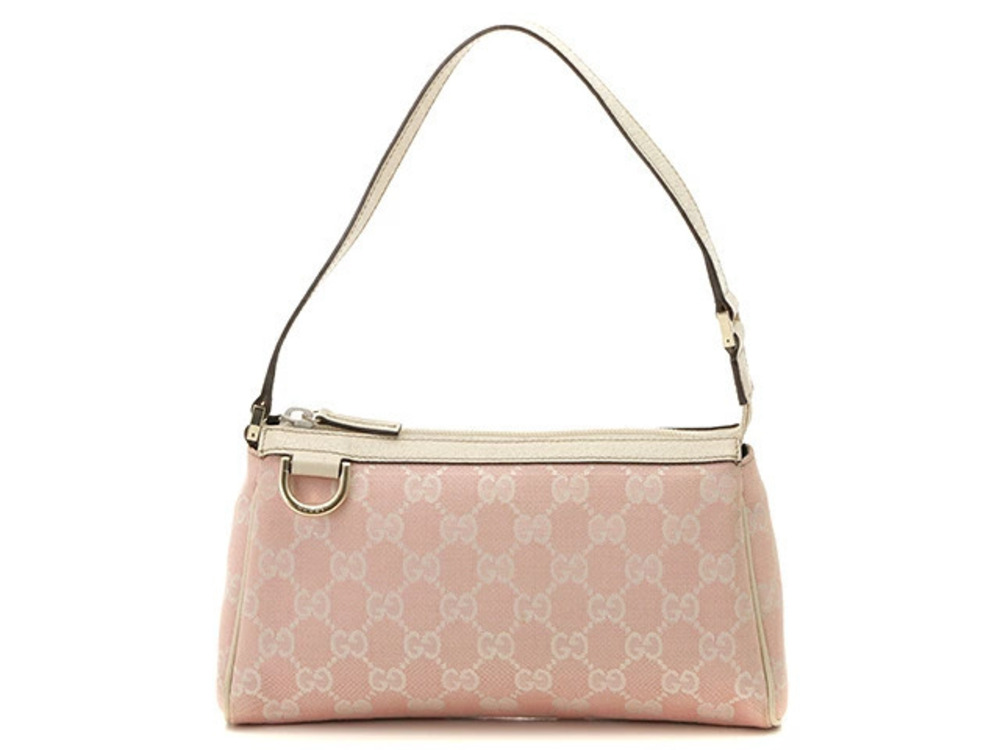 Gucci GG Shoulder Bag Pink Beige Cream Canvas Leather